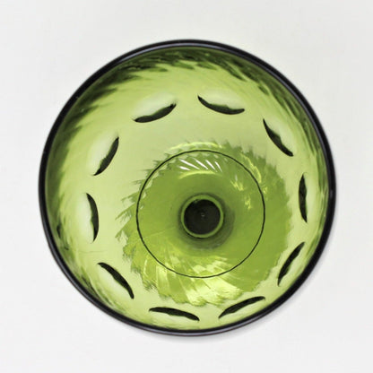 Beer Schooner, Bartlett Collins Thumbprint Swirl Green Glass, Vintage, SOLD