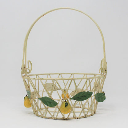 Vintage wire basket w/hand applied pears, rustic