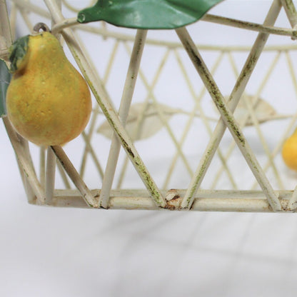 Basket, Rustic Wire with Hand Applied Pears, Vintage