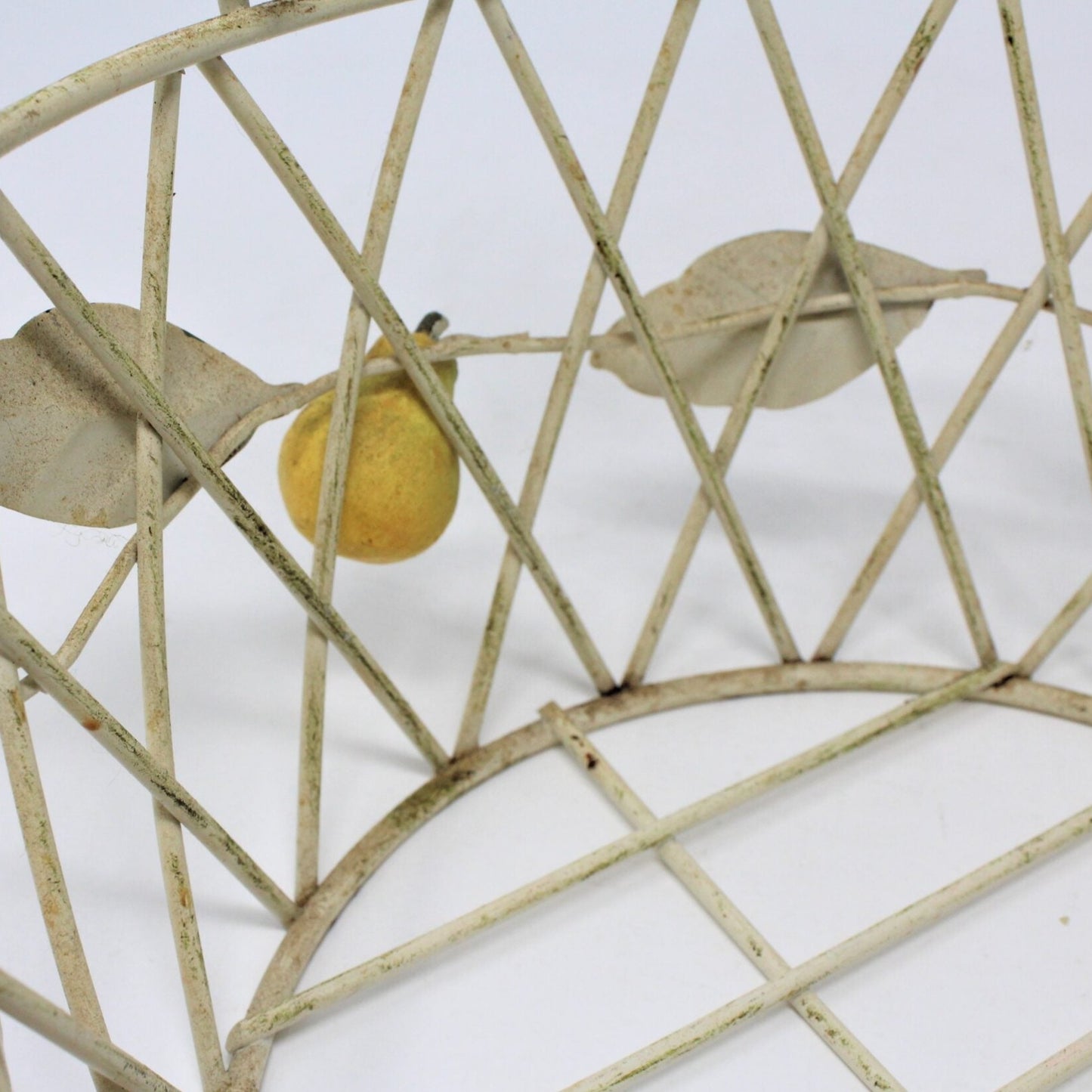 Basket, Metal with Hand Applied Pears, Vintage