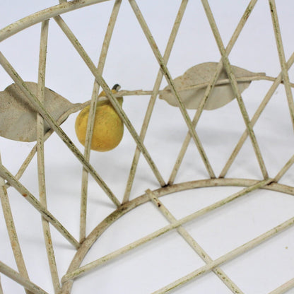 Basket, Metal with Hand Applied Pears, Vintage