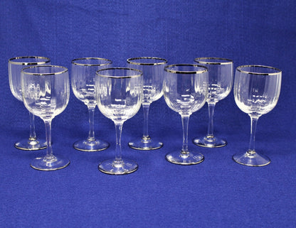 Wine Glasses, Claret, Ribbed Bowl, Set of 8, Vintage