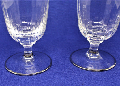 Iced Tea / Goblets, Ribbed Bowl Silver Rim, MCM Stemware, Set of 2, Vintage