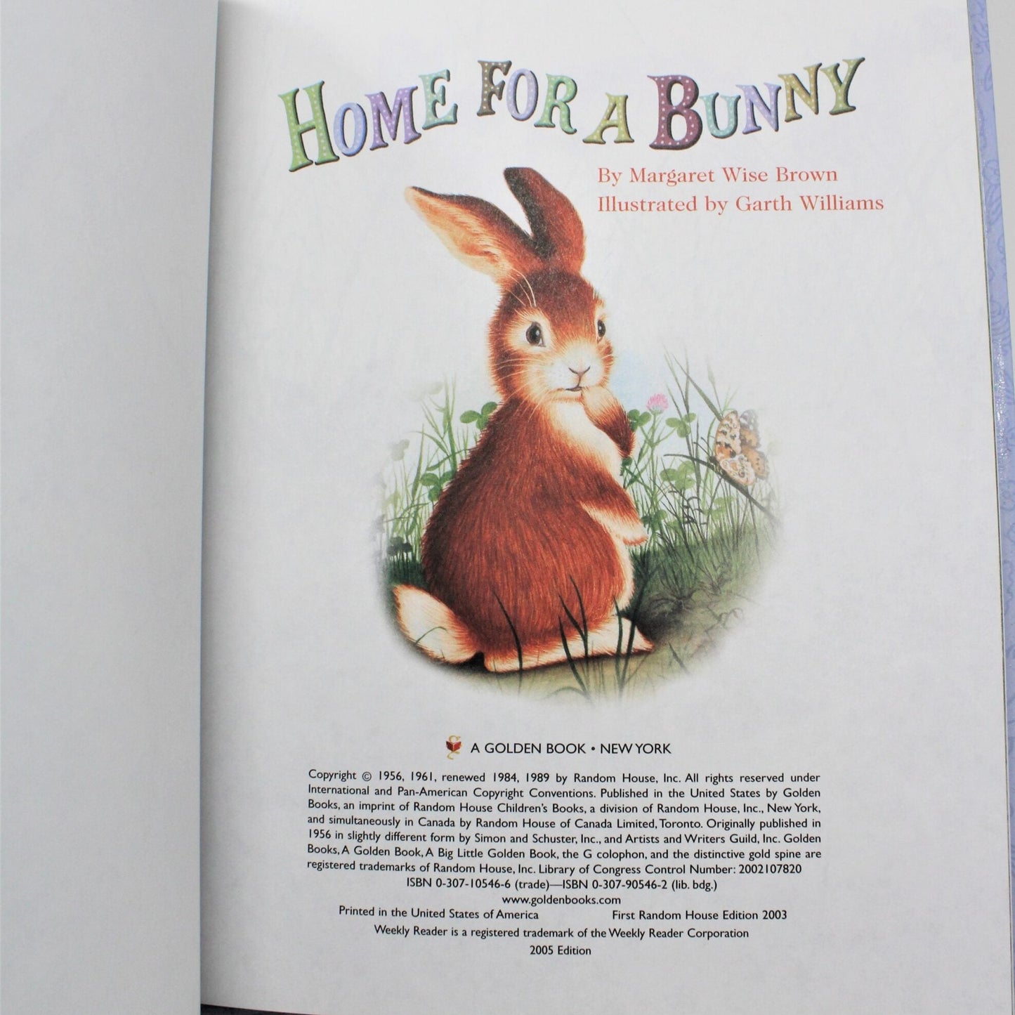 Children's Book, Big Little Golden Book, Home for a Bunny, Hardcover, 2005