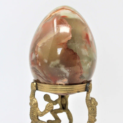 Egg, Stone Onyx, Large Green Multi-Color Banded, Pakistan