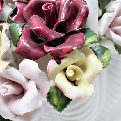 Basket, Capodimonte Style Roses, Porcelain 1999