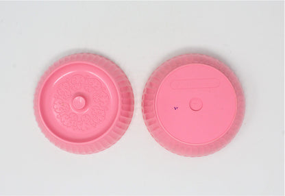 Dusting Powder Bowl, Cheramy, April Showers, Pink Plastic, Vintage