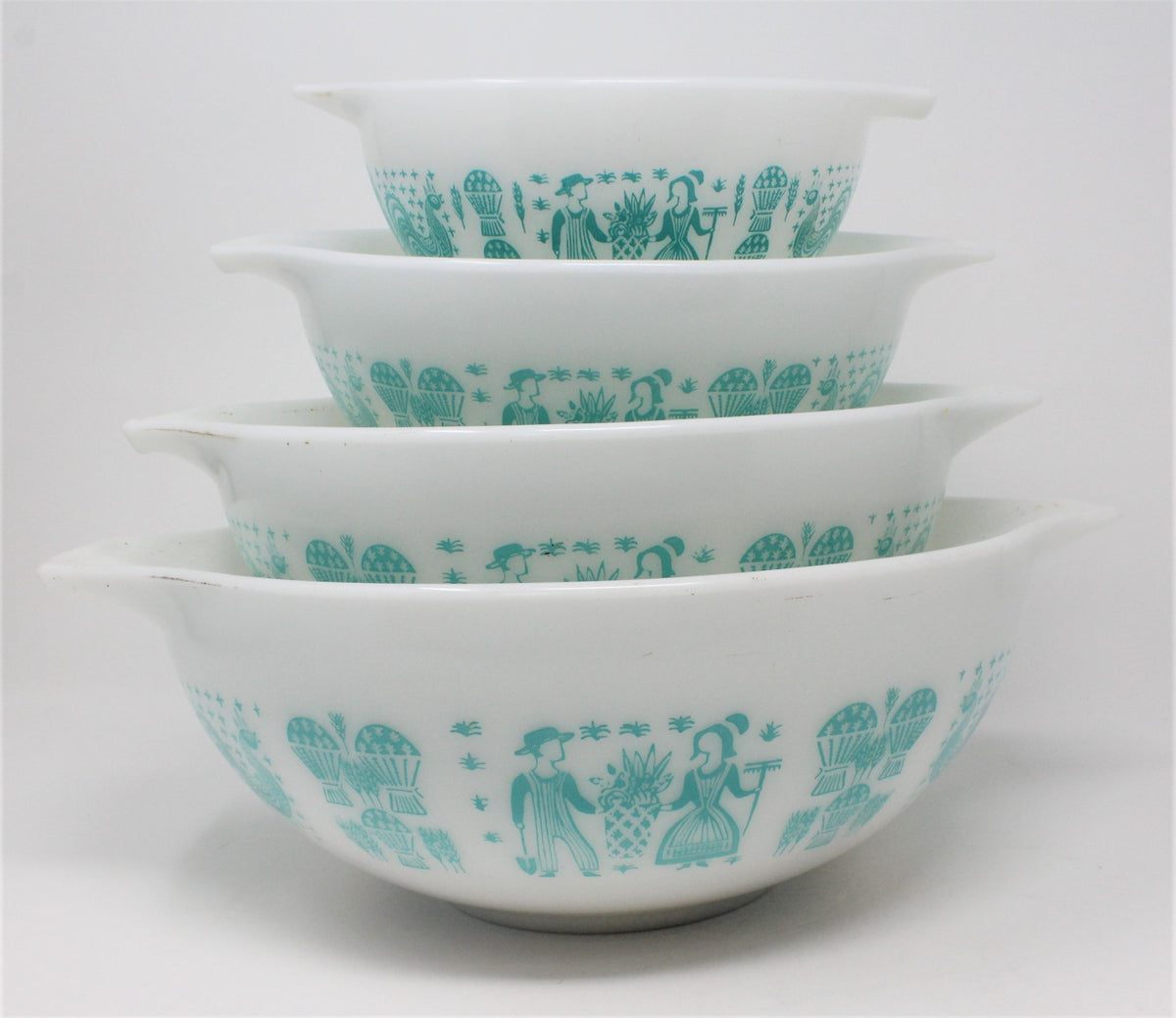 Mixing Bowl Set: Pyrex Cinderella Butterprint (Amish), Set of 4, Corning, USA, Vintage 1957 - SOLD