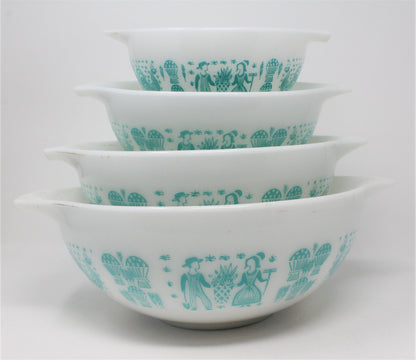 Mixing Bowl Set: Pyrex Cinderella Butterprint (Amish), Set of 4, Corning, USA, Vintage 1957 - SOLD