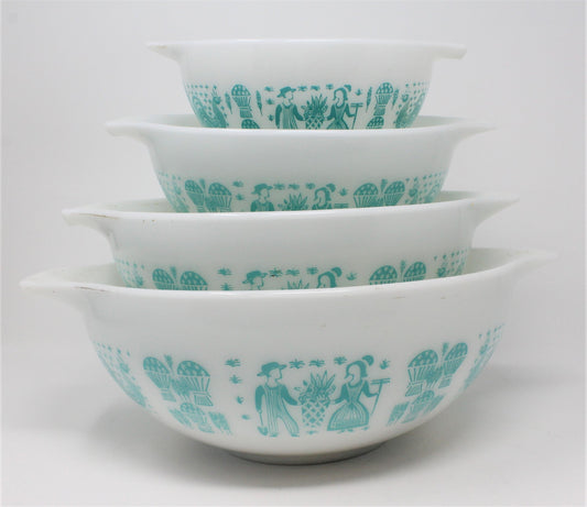 Mixing Bowl Set: Pyrex Cinderella Butterprint (Amish), Set of 4, Corning, USA, Vintage 1957 - SOLD