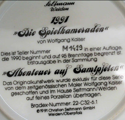 Decorative Plate, Wolfgang Kaiser, Die Spielkameraden, (The Playmates), Vintage