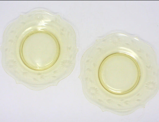 Dessert / Salad Plates, Lancaster Glass, Jubilee, Set of 2, Depression Glass, Vintage