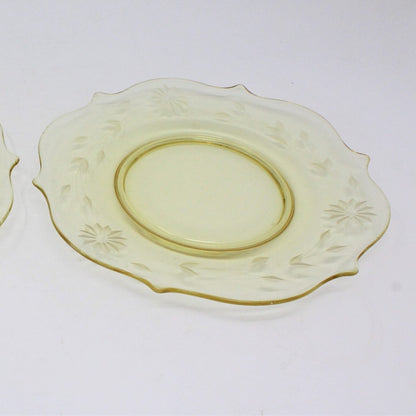 Dessert / Salad Plates, Lancaster Glass, Jubilee, Set of 2, Depression Glass, Vintage