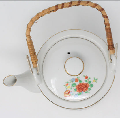 Teapot, Miyako Imariware, Bamboo Handle, Vintage Japan