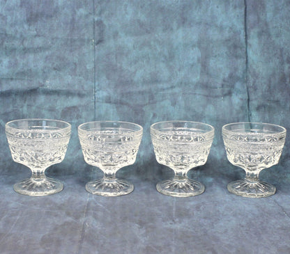Champagne / Low Sherbet Glasses, Anchor Hocking, Wexford, Set of 4, Vintage