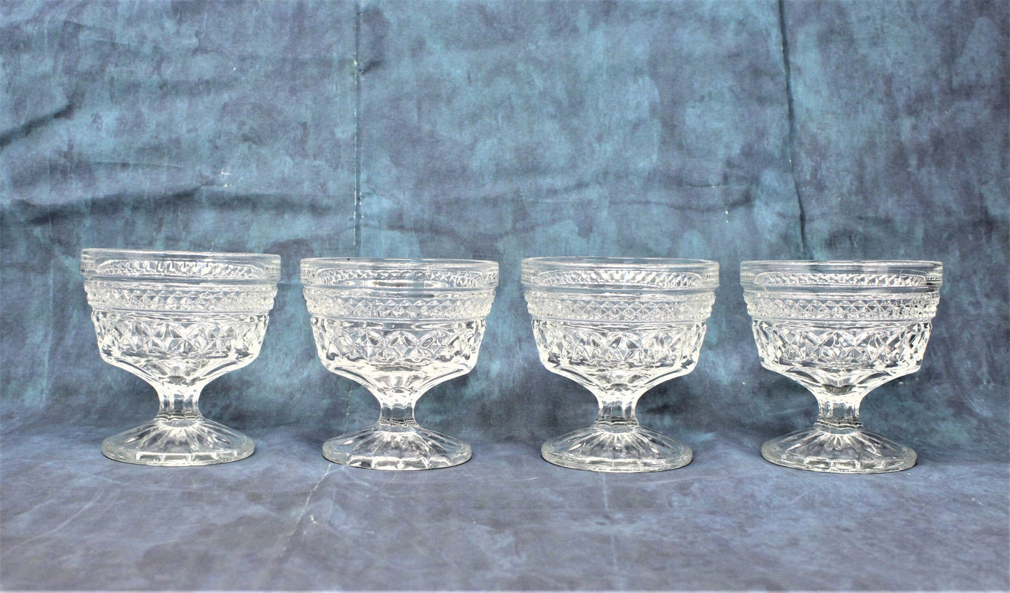 Champagne / Low Sherbet Glasses, Anchor Hocking, Wexford, Set of 4, Vintage