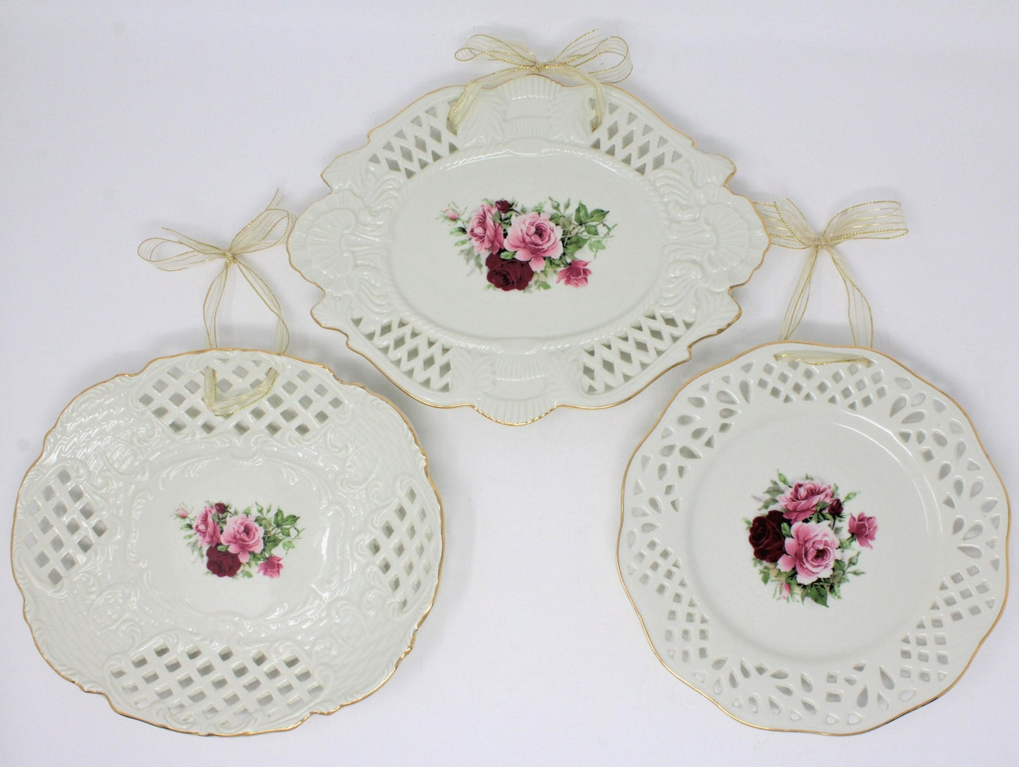 Serving Platter, Baum Bros Formalities, Victorian Rose, Pierced, Vintage