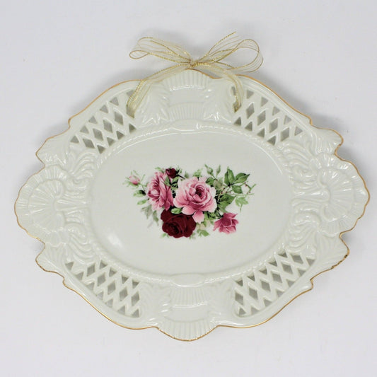 Serving Platter, Baum Bros Formalities, Victorian Rose, Pierced, Vintage