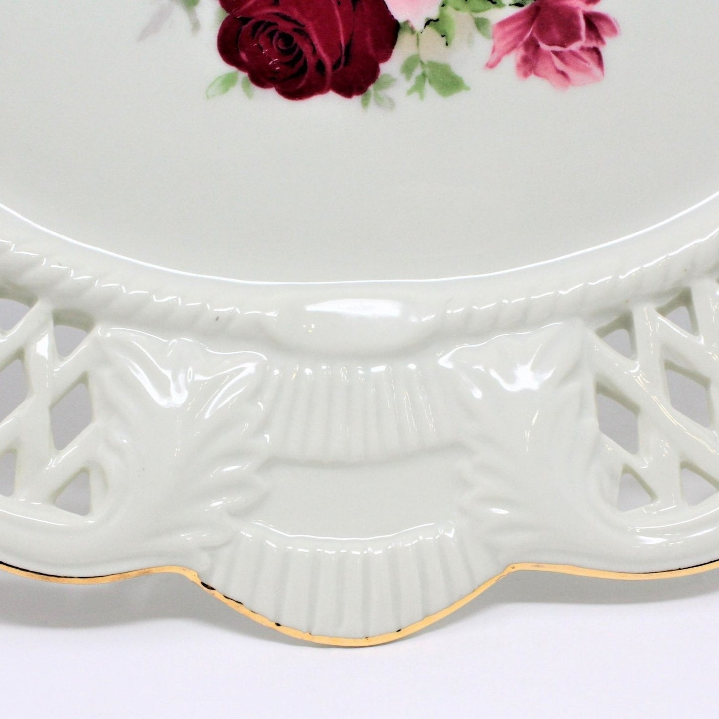 Serving Platter, Baum Bros Formalities, Victorian Rose, Pierced, Vintage