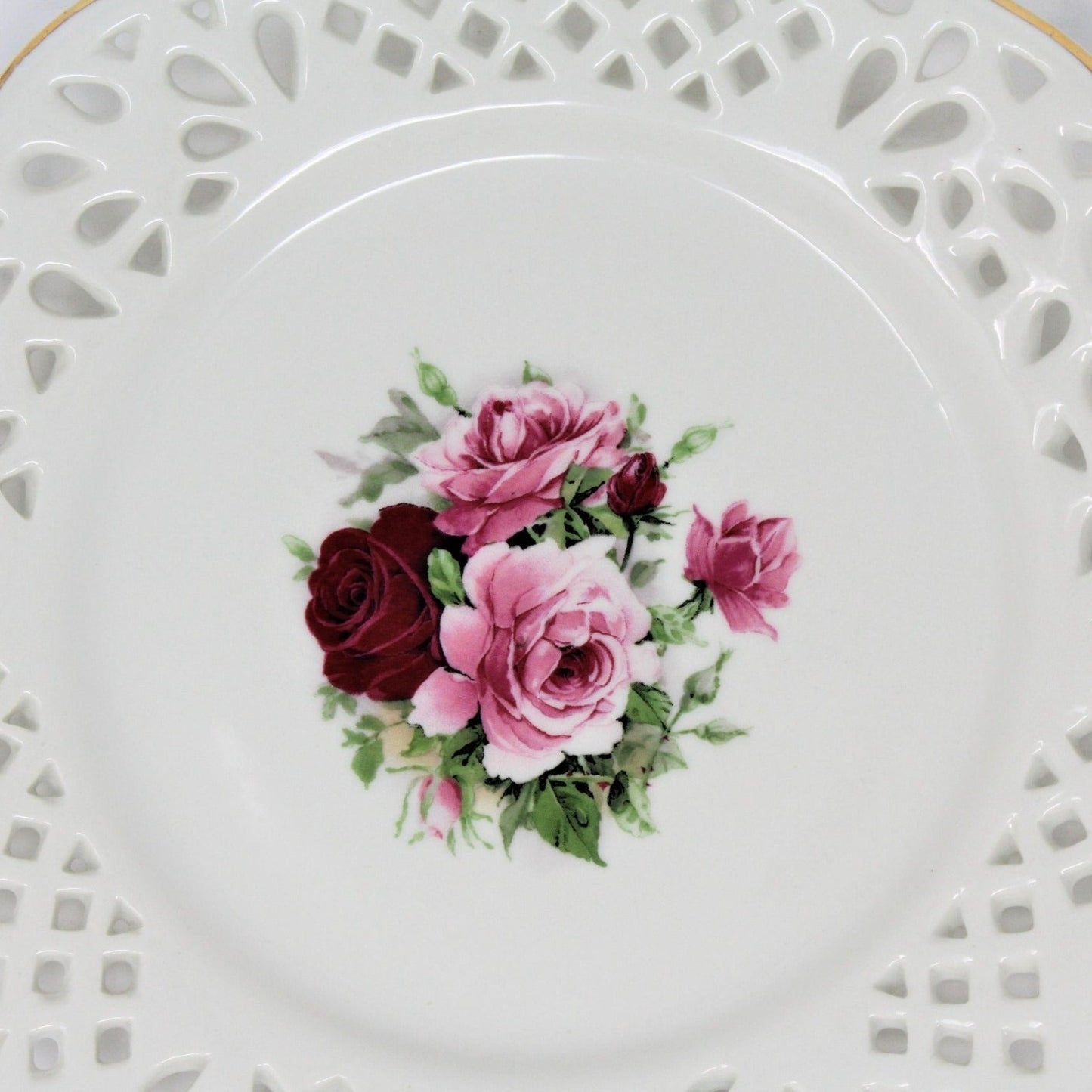 Decorative Plate, Baum Bros Formalities, Victorian Rose, Pierced, Vintage