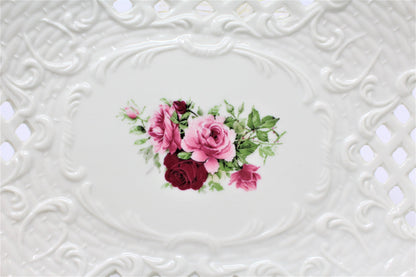 Sandwich Tray, Baum Bros Formalities, Victorian Rose Pierced, Vintage