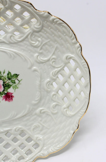 Sandwich Tray, Baum Bros Formalities, Victorian Rose Pierced, Vintage