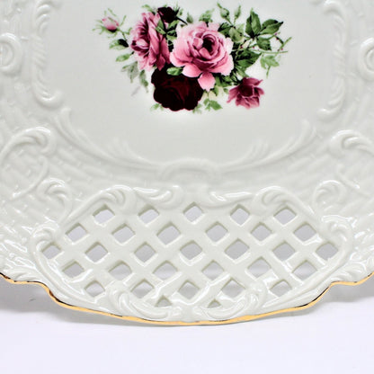 Sandwich Tray, Baum Bros Formalities, Victorian Rose Pierced, Vintage