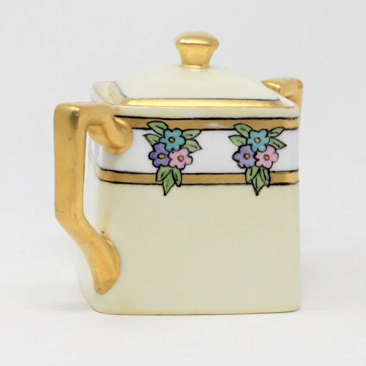Sugar Bowl with Lid: Weimar, Hand Painted Floral, Art Deco, Signed, Germany, Antique 1920s - SOLD