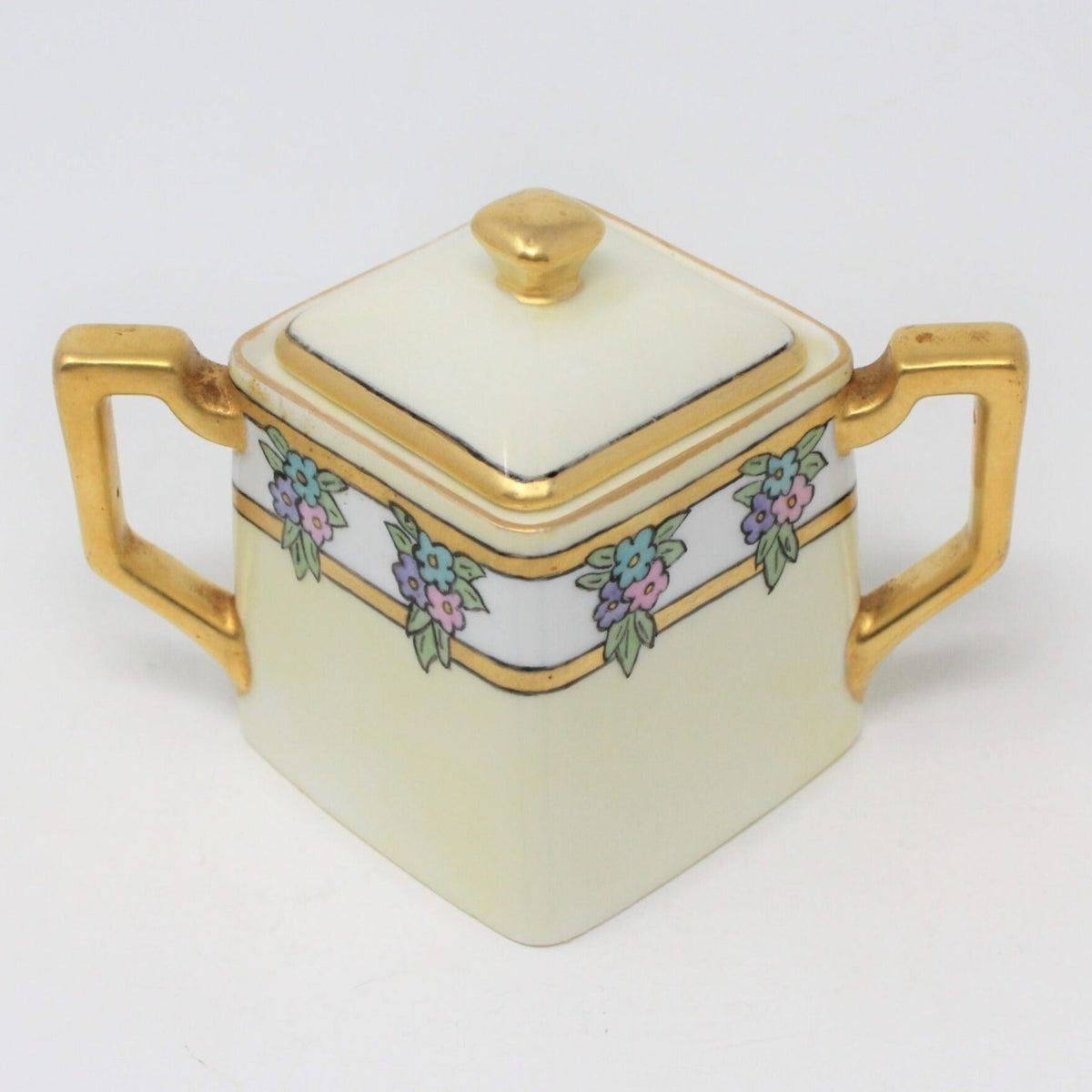 Sugar Bowl with Lid: Weimar, Hand Painted Floral, Art Deco, Signed, Germany, Antique 1920s - SOLD
