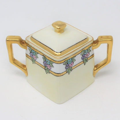 Sugar Bowl with Lid: Weimar, Hand Painted Floral, Art Deco, Signed, Germany, Antique 1920s - SOLD