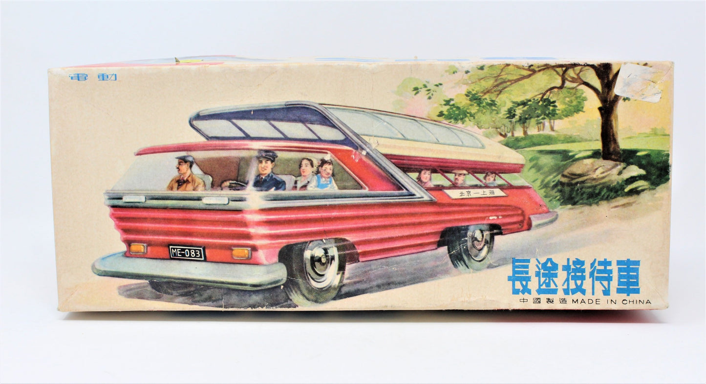 Bus, Metal Toy Bus, Tin Red Tour Bus, Original Box, Red China Bus ME083, Vintage