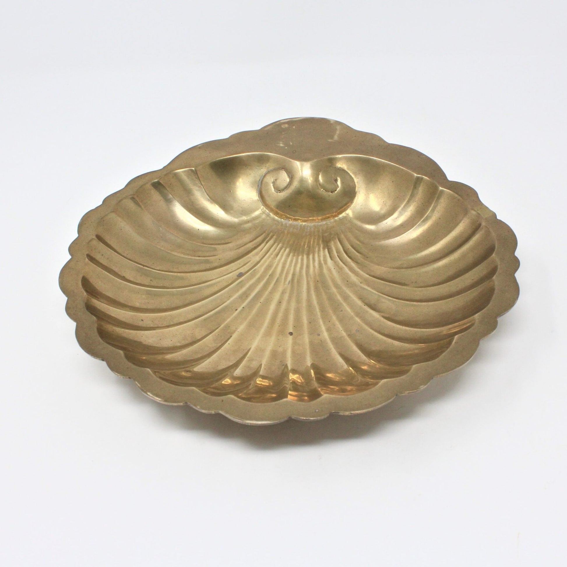 Vintage Brass Clam Shell Dish large 11 
