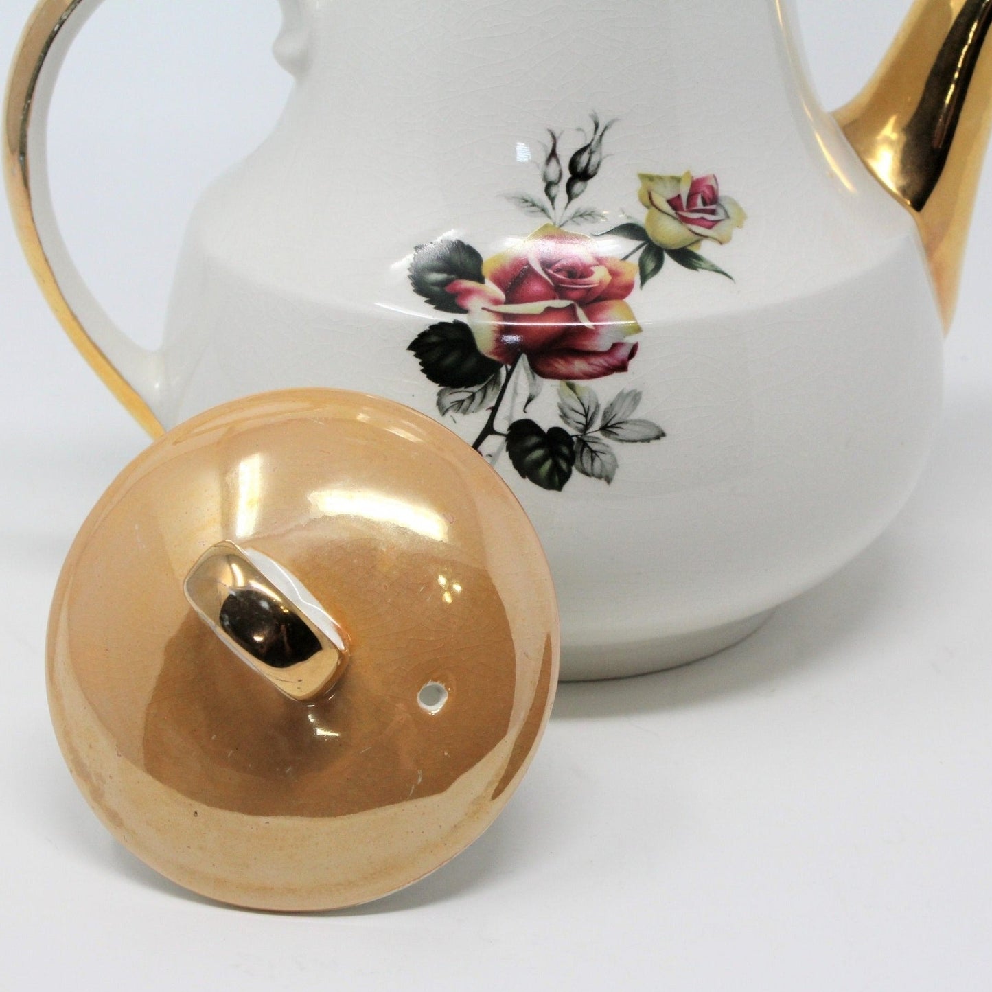 Teapot, Gibsons, Mayfair, Lusterware Roses, Staffordshire England, Vintage