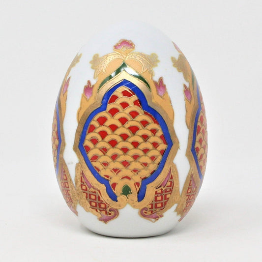 Egg, Hand Painted Japanese Seigaiha, Porcelain, Vintage
