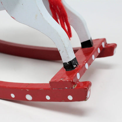 Candle Holder, Christmas Rocking Horse, Hand Painted Wood, Vintage