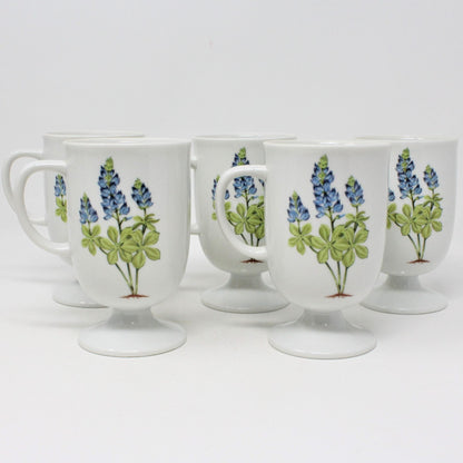 Mugs, House of Prill, Bluebonnet, Pedestal, Set of 5, Vintage
