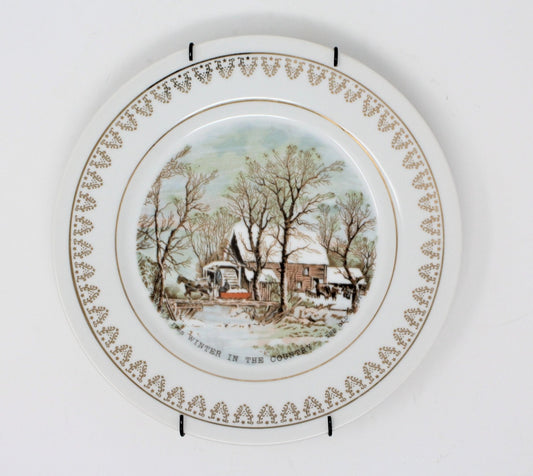 Decorative Plate, Currier & Ives, Roy Thomas, Old Grist Mill, Vintage