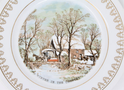 Decorative Plate, Currier & Ives, Roy Thomas, Old Grist Mill, Vintage