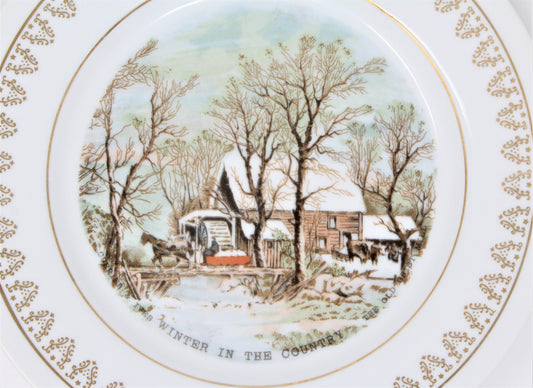 Decorative Plate, Currier & Ives, Roy Thomas, Old Grist Mill, Vintage, SOLD