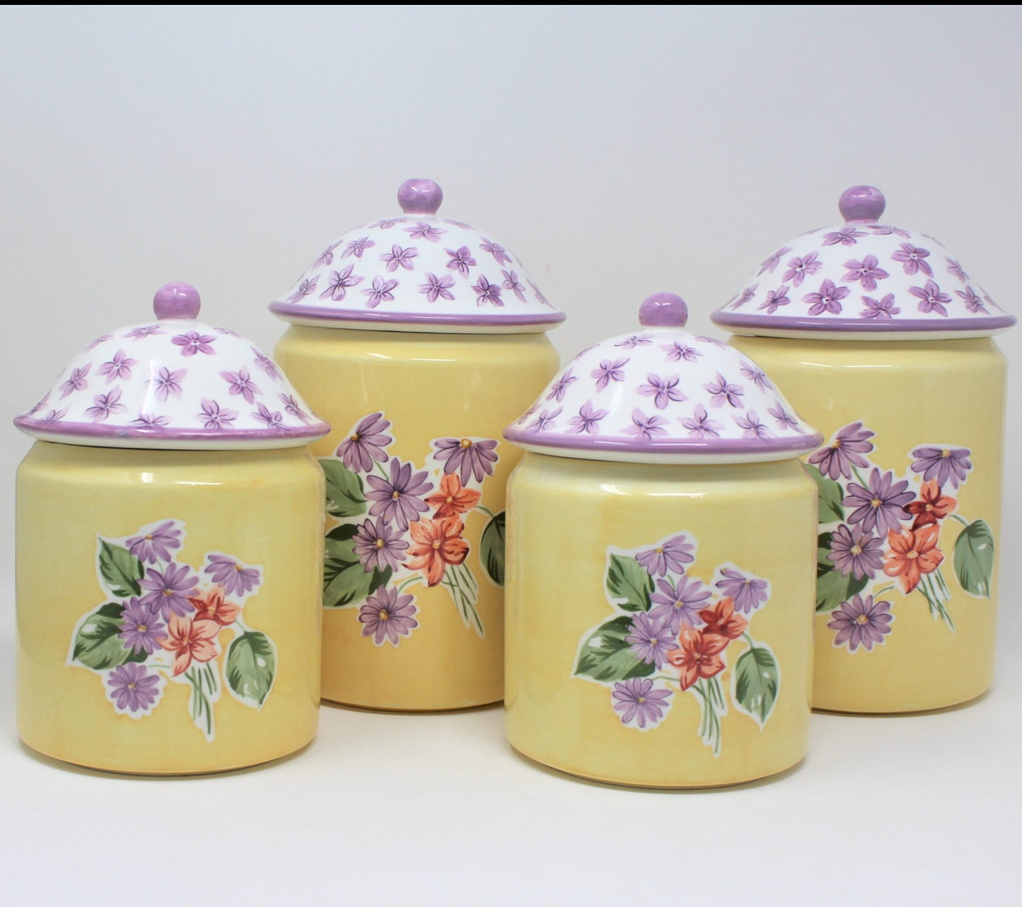 Canister Set, Waverly, Garden Room Cottage Collection "Field of Flowers", Set of 4, Vintage Ceramic