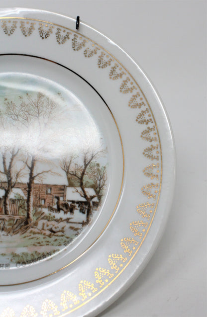 Decorative Plate, Currier & Ives, Roy Thomas, Old Grist Mill, Vintage, SOLD