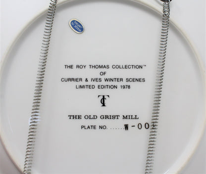 Decorative Plate, Currier & Ives, Roy Thomas, Old Grist Mill, Vintage, SOLD