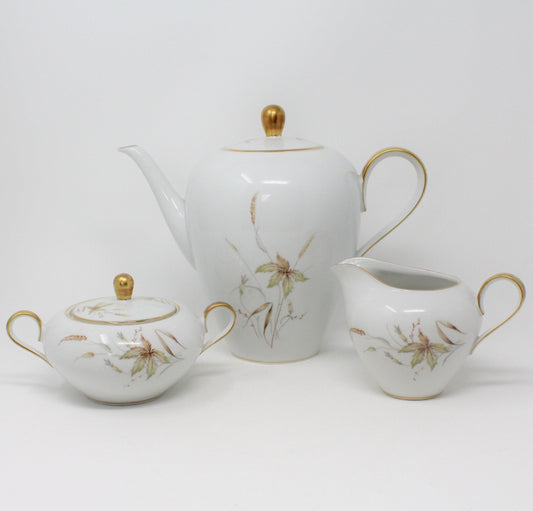 Coffee Set, Pot, Creamer & Sugar Bowl, Edelstein, Aurora, Bavaria Germany, Vintage
