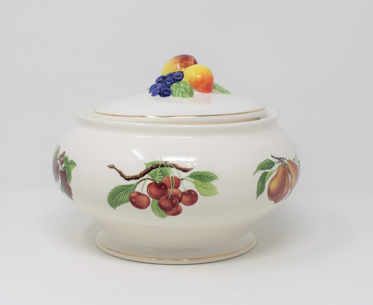 Bowl with Lid, Teleflora, Fruit Motif, Ceramic, Vintage