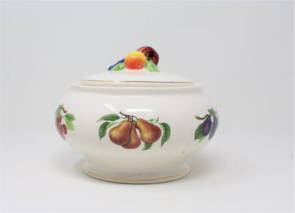 Bowl with Lid, Teleflora, Fruit Motif, Ceramic, Vintage