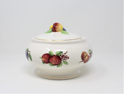 Bowl with Lid, Teleflora, Fruit Motif, Ceramic, Vintage