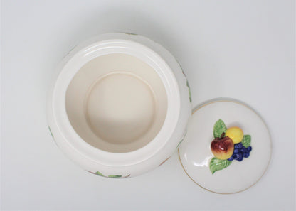 Bowl with Lid, Teleflora, Fruit Motif, Ceramic, Vintage