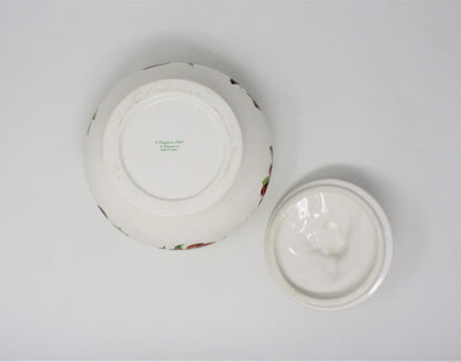 Bowl with Lid, Teleflora, Fruit Motif, Ceramic, Vintage
