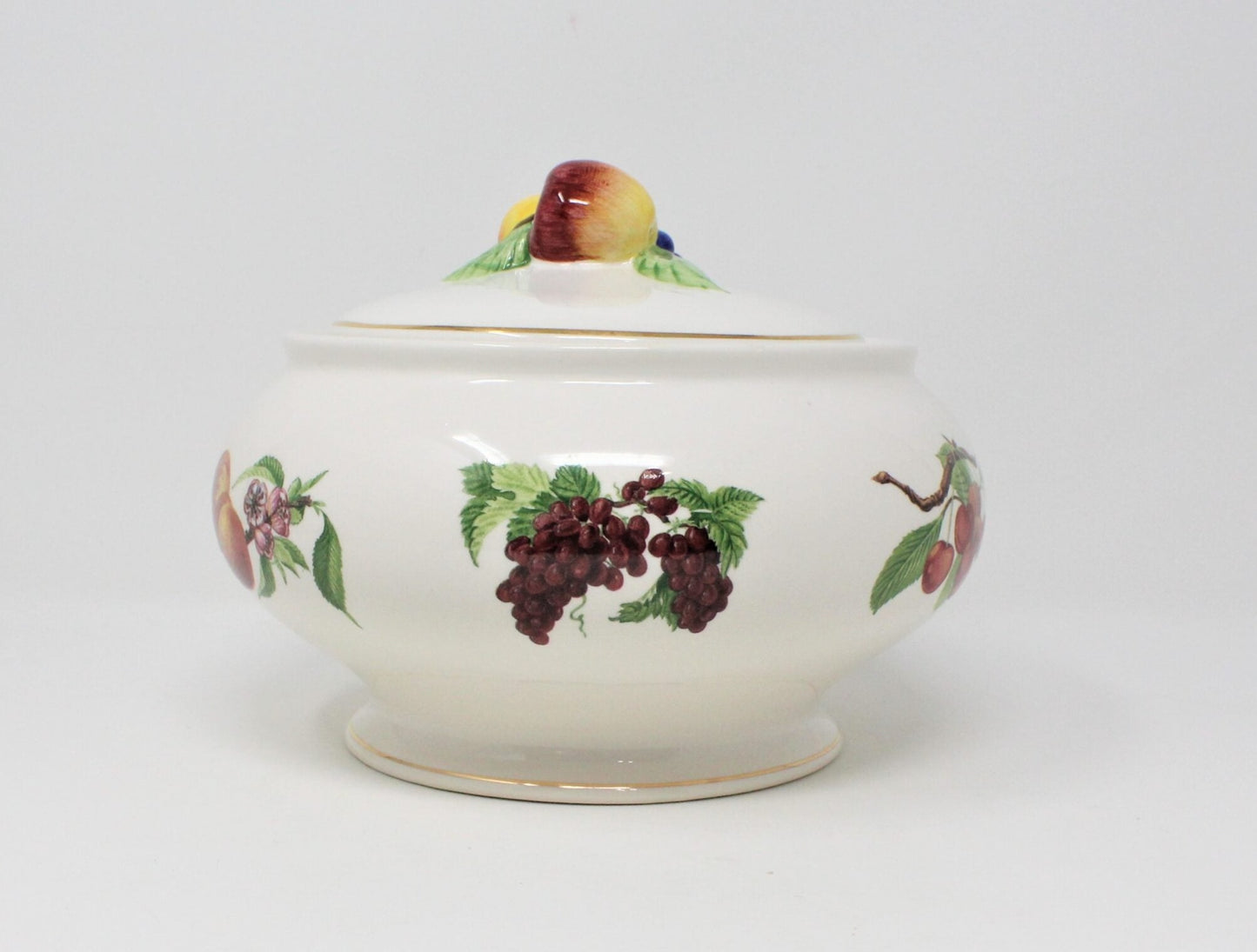 Bowl with Lid, Teleflora, Fruit Motif, Ceramic, Vintage