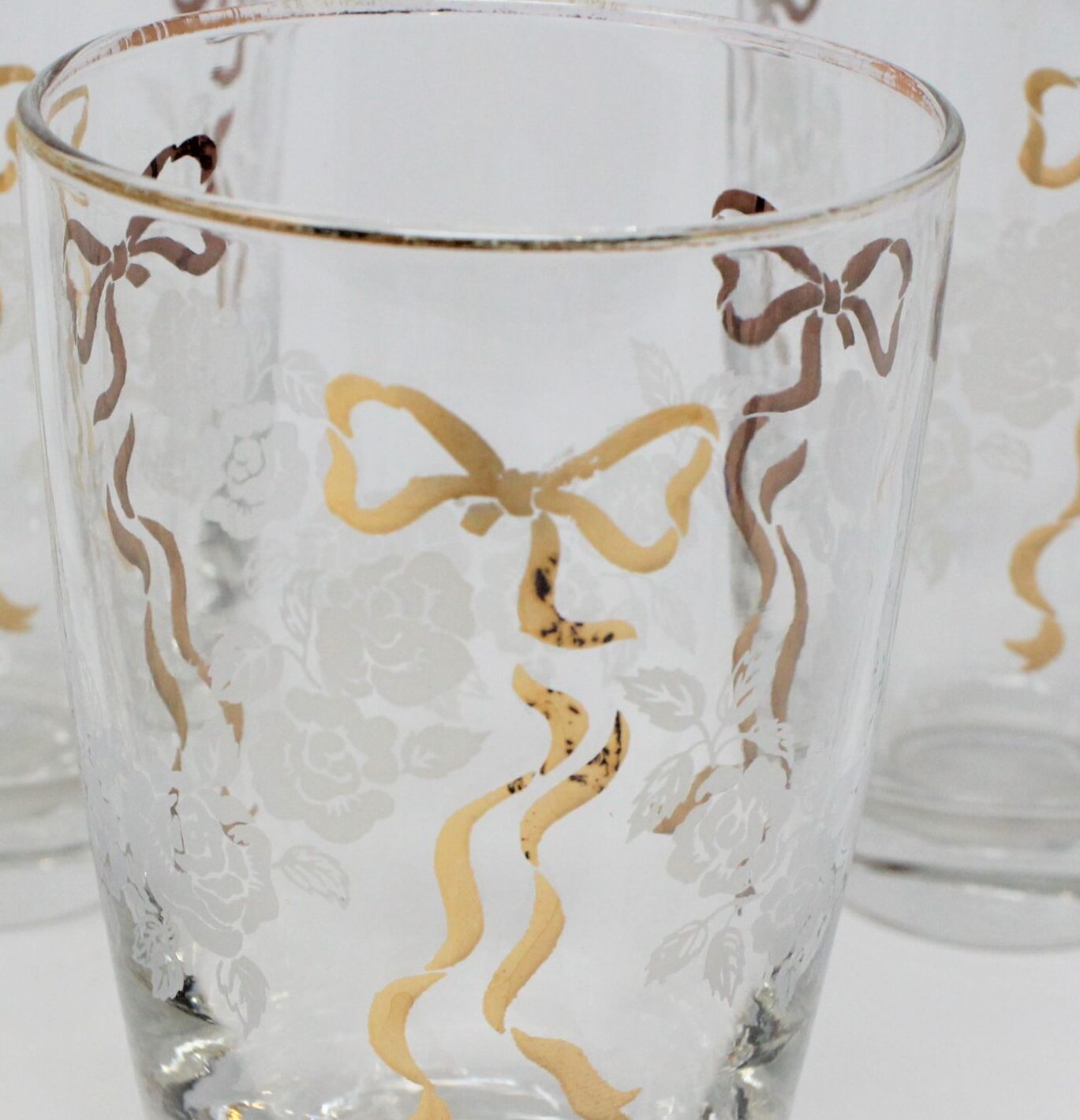Glasses, Tumblers, Libbey, Rose Classic, Blown Glass, Set of 6, Vintage, SOLD